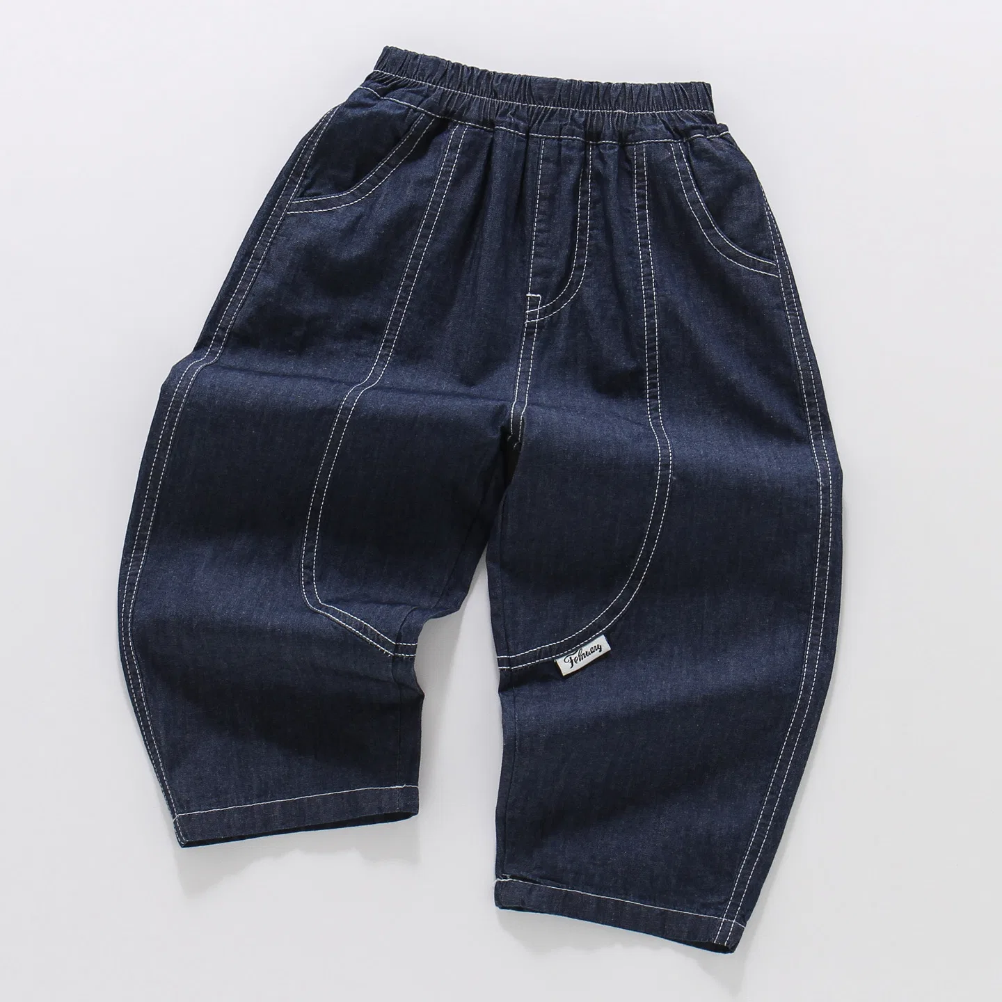 Детские джинсы для девочек с принтом Navy Blue YALU — фото 3