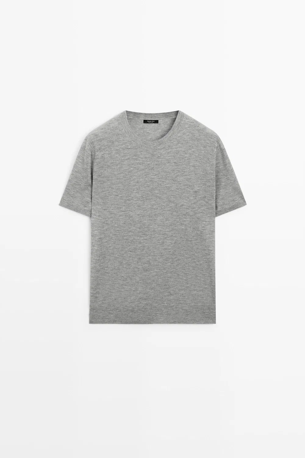 Свитер Massimo Dutti, с короткими рукавами, из тонкой вязки, серый меланж — фото 2