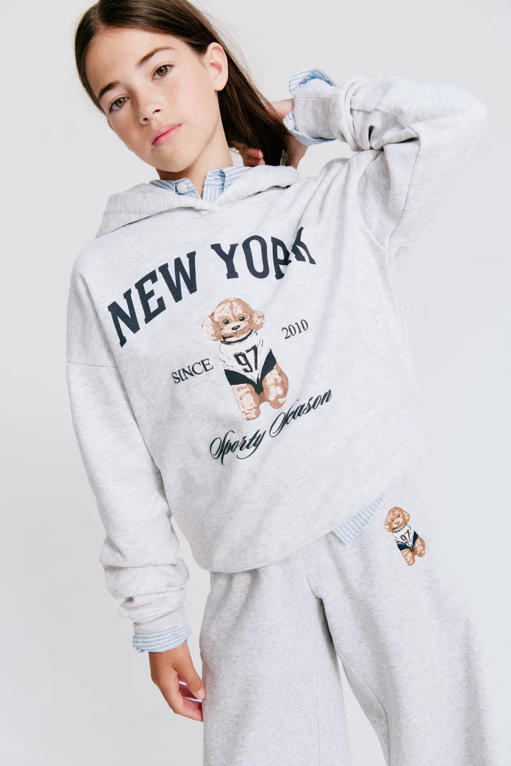 Спортивные штаны прямого кроя H&M, Hellgraumeliert/Hund — фото 2