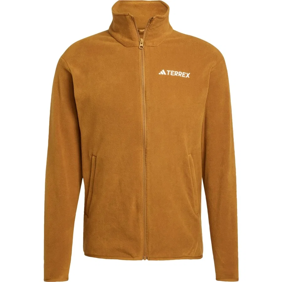 Флисовая куртка-худи с полной застежкой-молнией, модель Multi Essentials, adidas, Бронзовый — фото 3