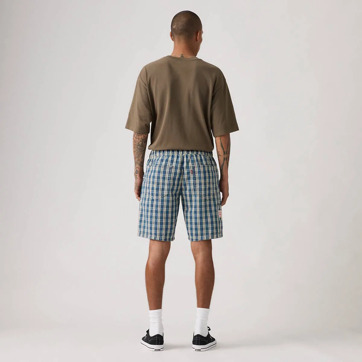 Рабочие мужские шорты Pull-On длиной 7 дюймов Levi's, Summer Check - Medium Wash — фото 4