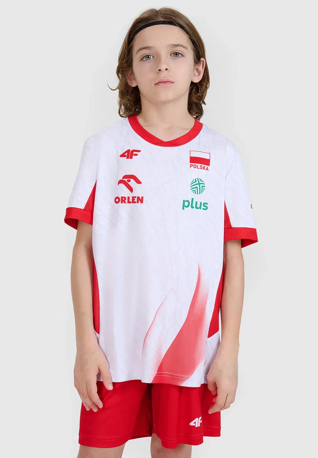 Koszulka meczowa dziecięca x polska siatkówka - спортивная футболка 4F, White