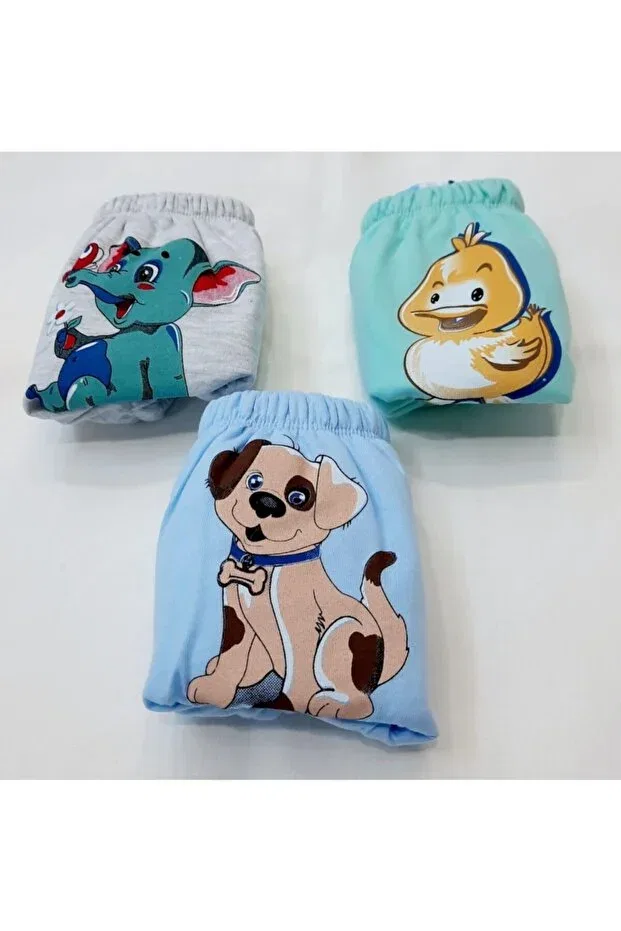 Детские трусы для мальчиков хлопковые с принтом 3 шт Poopes Berkay, Colored