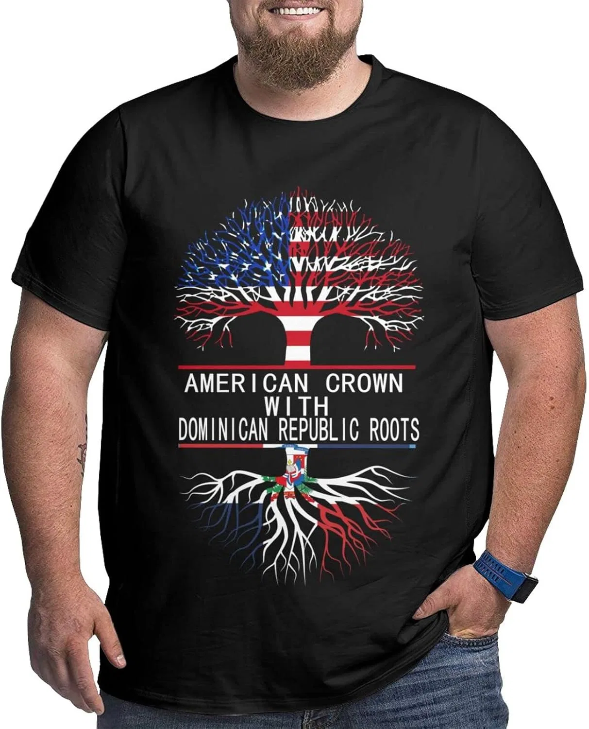 Мужская футболка с графическим принтом Modern, American Crown With Dominican Republic Roots