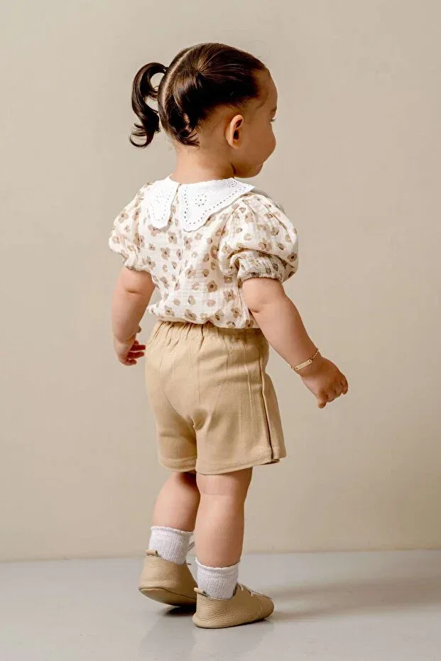 Детский комплект для девочек с коротким рукавом Young Jnf Kids, Beige — фото 3
