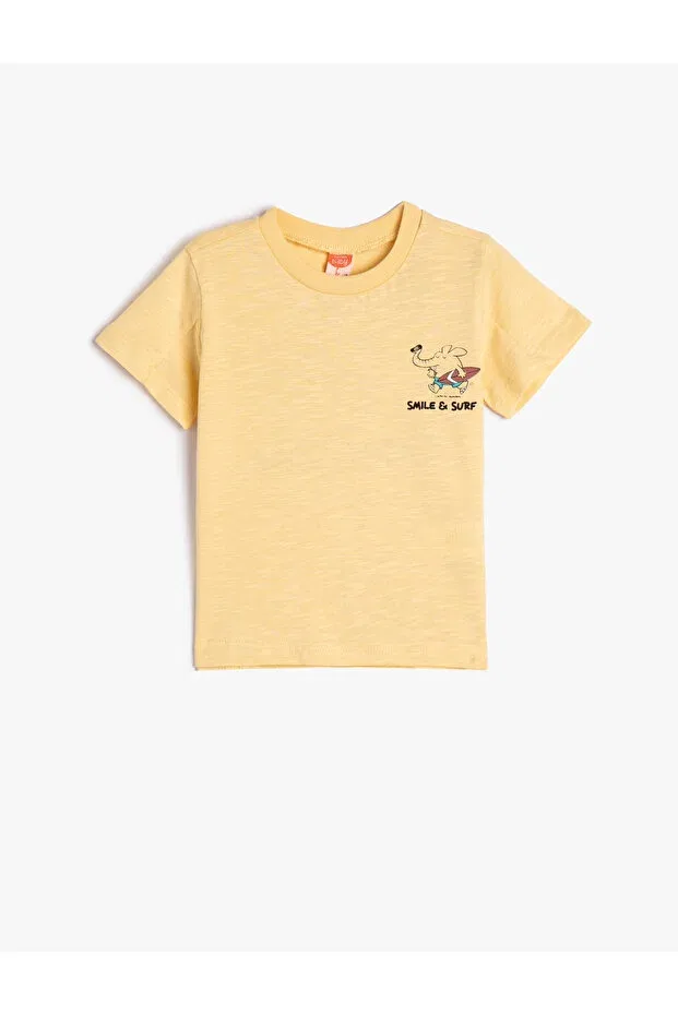 Детская футболка с принтом Elephant Printed On The Back Koton, Yellow