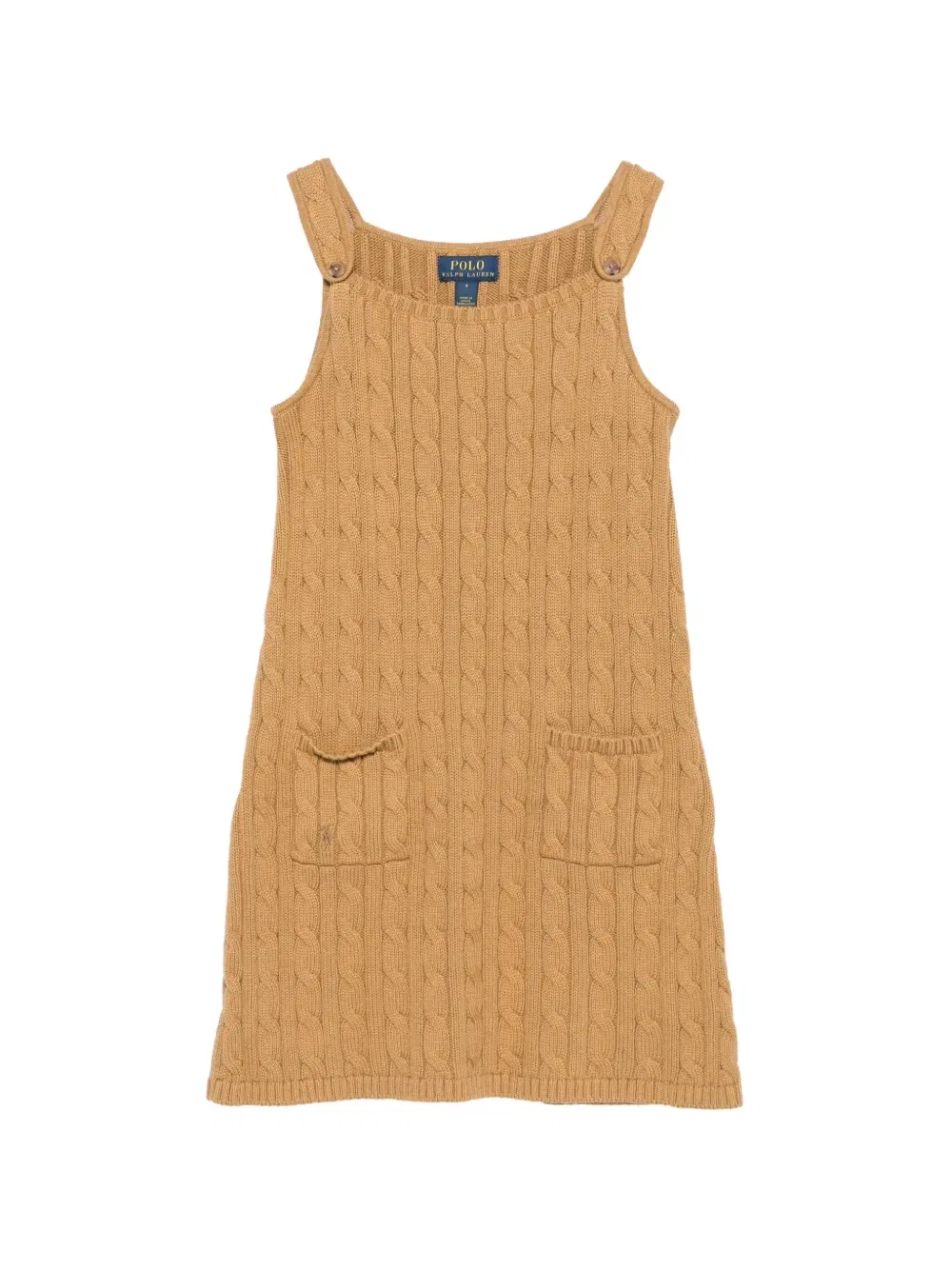 Вязаное платье с бретельками на пуговицах POLO RALPH LAUREN KIDS, бежевый