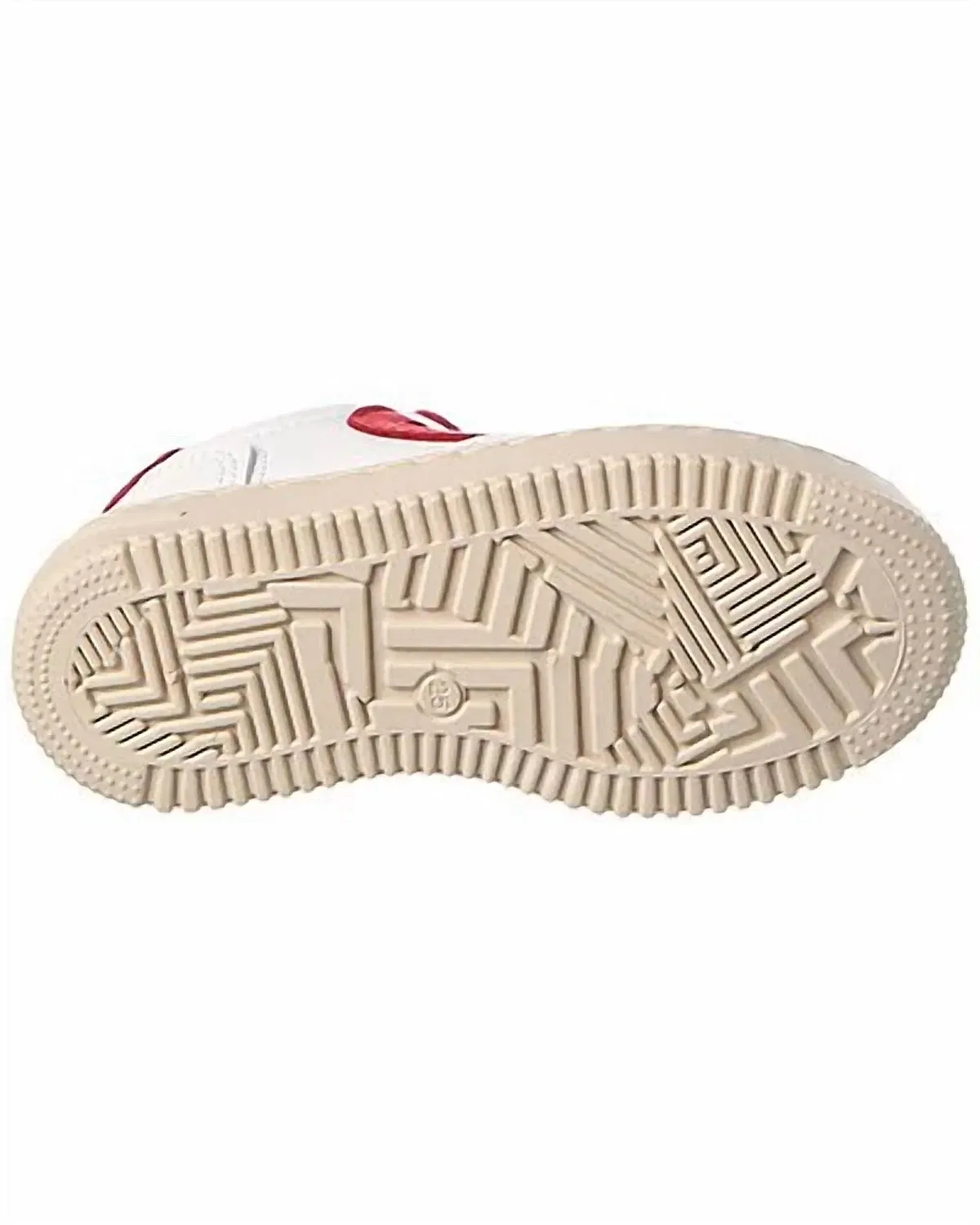 Детские кроссовки кожаные на липучках Circle Laced Leather Cienta, White / Red — фото 4