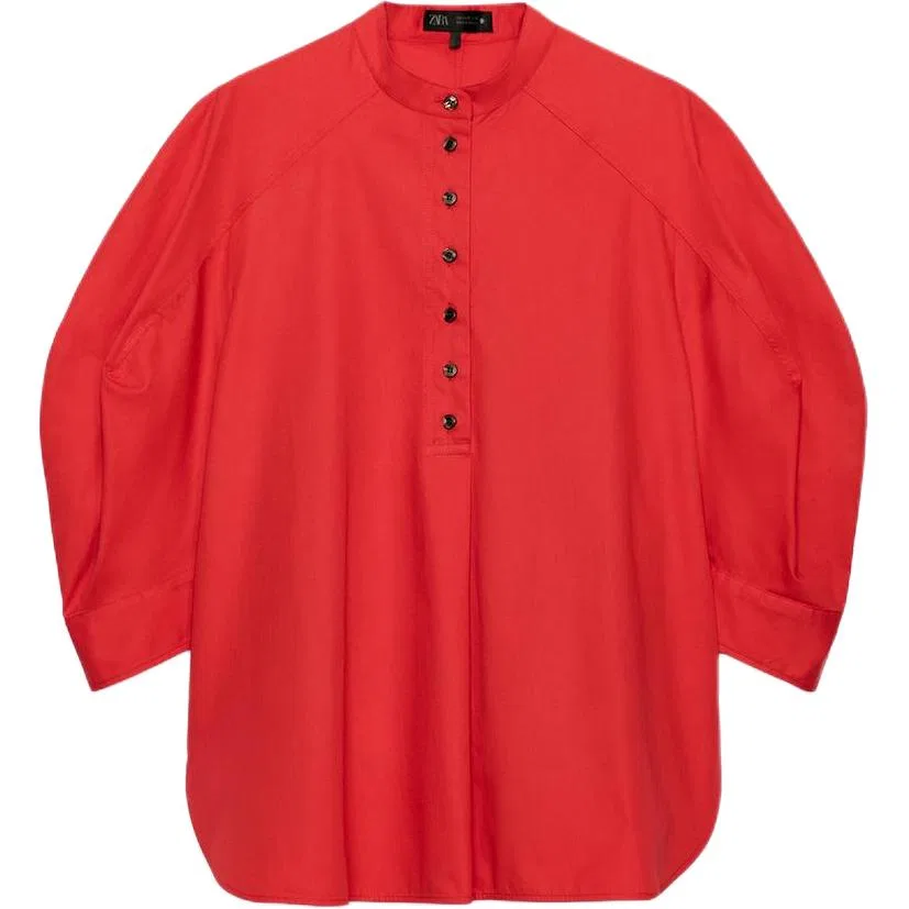 ZARA Женская рубашка с круглым вырезом ZW Shirts Red, Red