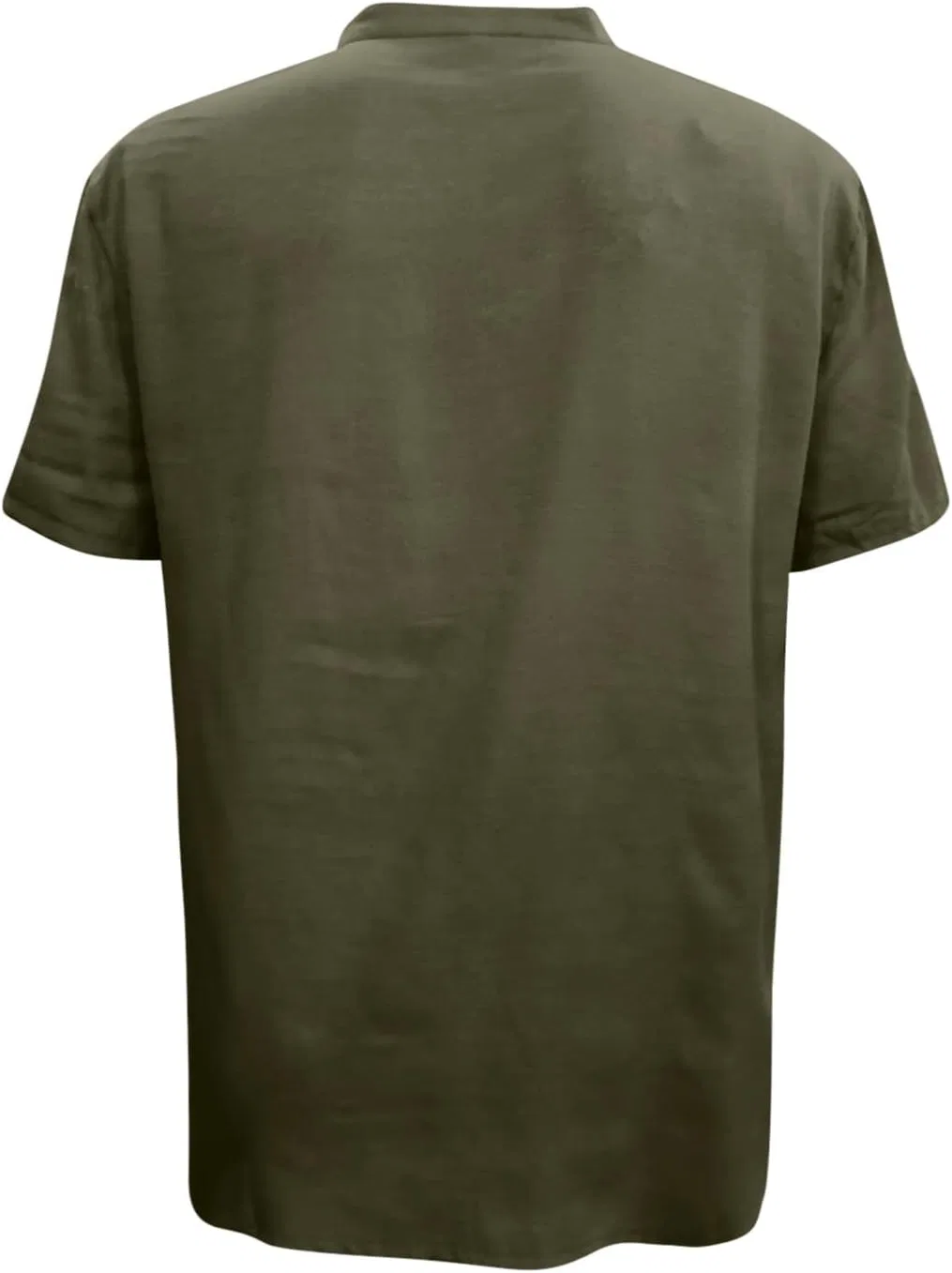 Мужская льняная футболка с длинным рукавом Henley, Army Green — фото 3