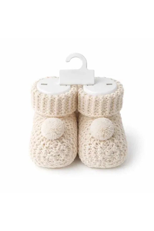 Детские пинетки с помпонами Tiasis, Beige