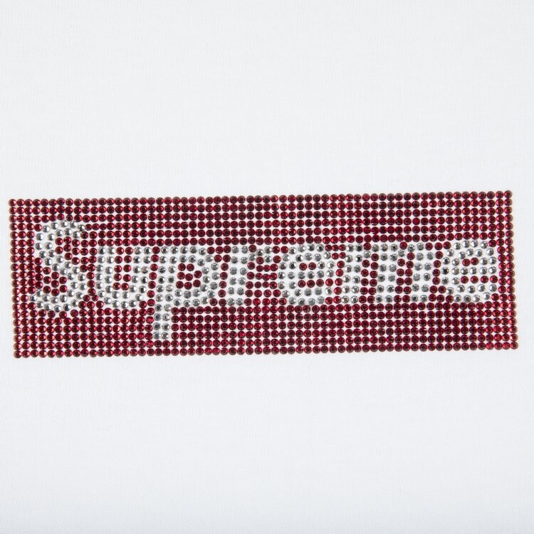 Футболка Supreme x Swarovski Box Logo T-Shirt 'White', белый — фото 3