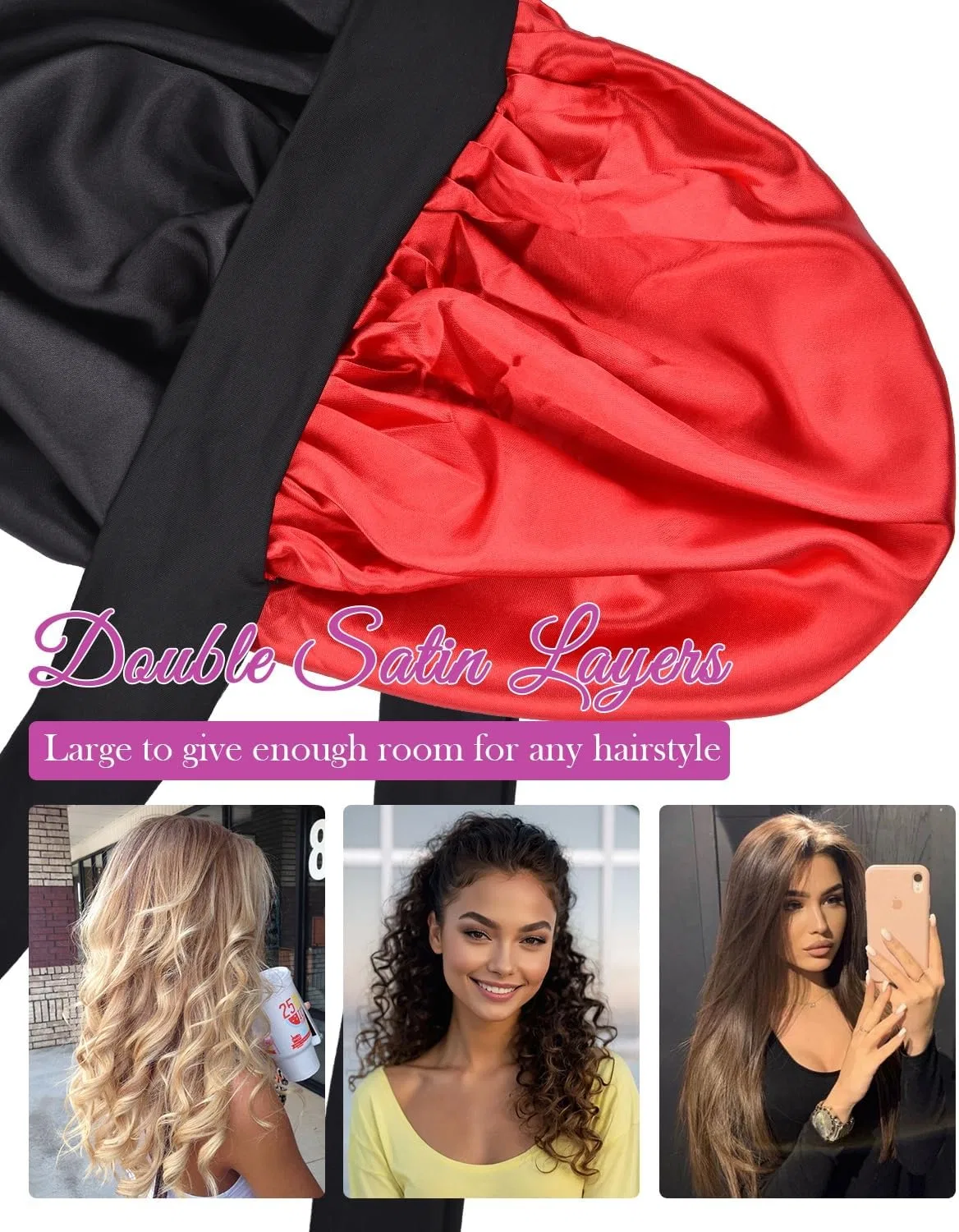 Шапочка для душа Satin Cap, COOLCHI, двойной слой, L, Black — фото 2