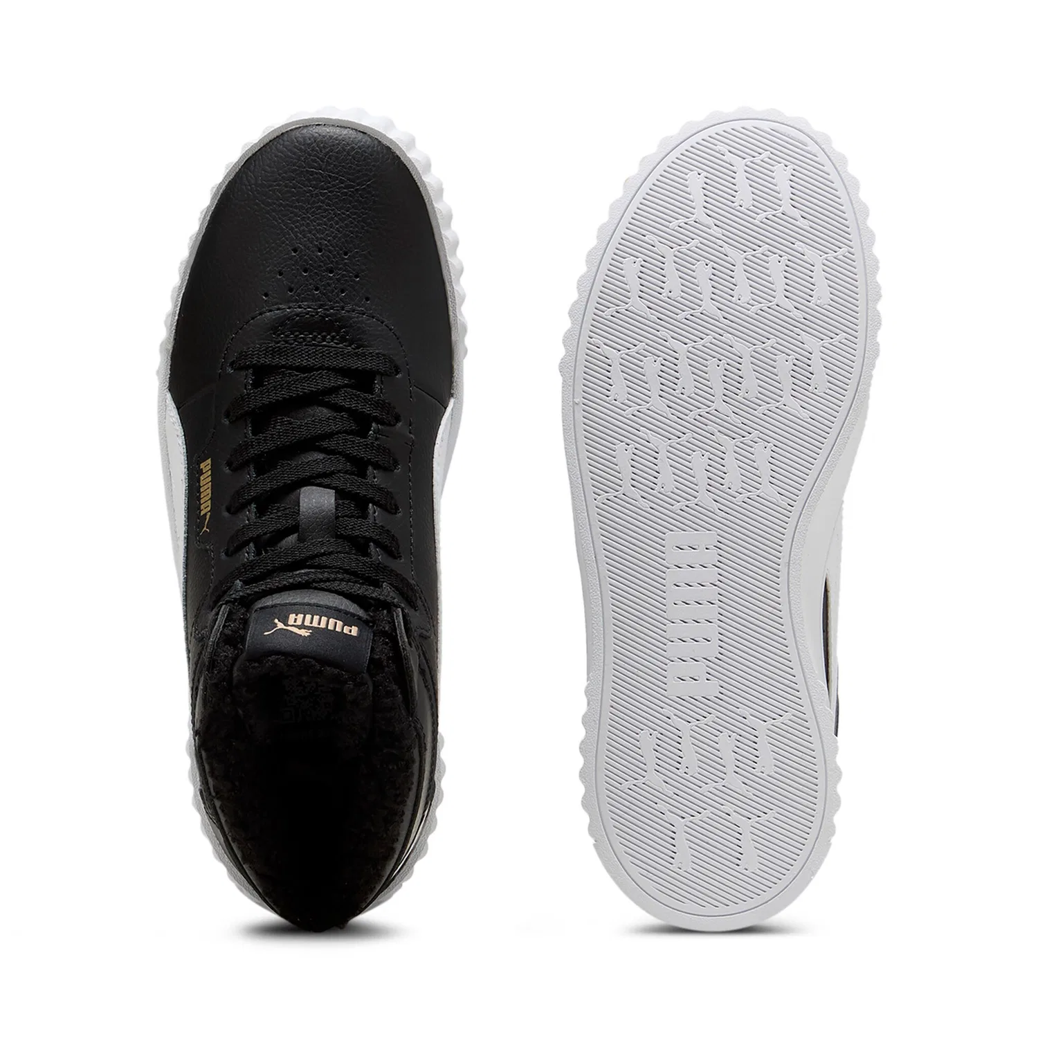Детские кроссовки с кожаным верхом PUMA Carina 3.0 Mid WTR JR, Black/White — фото 4