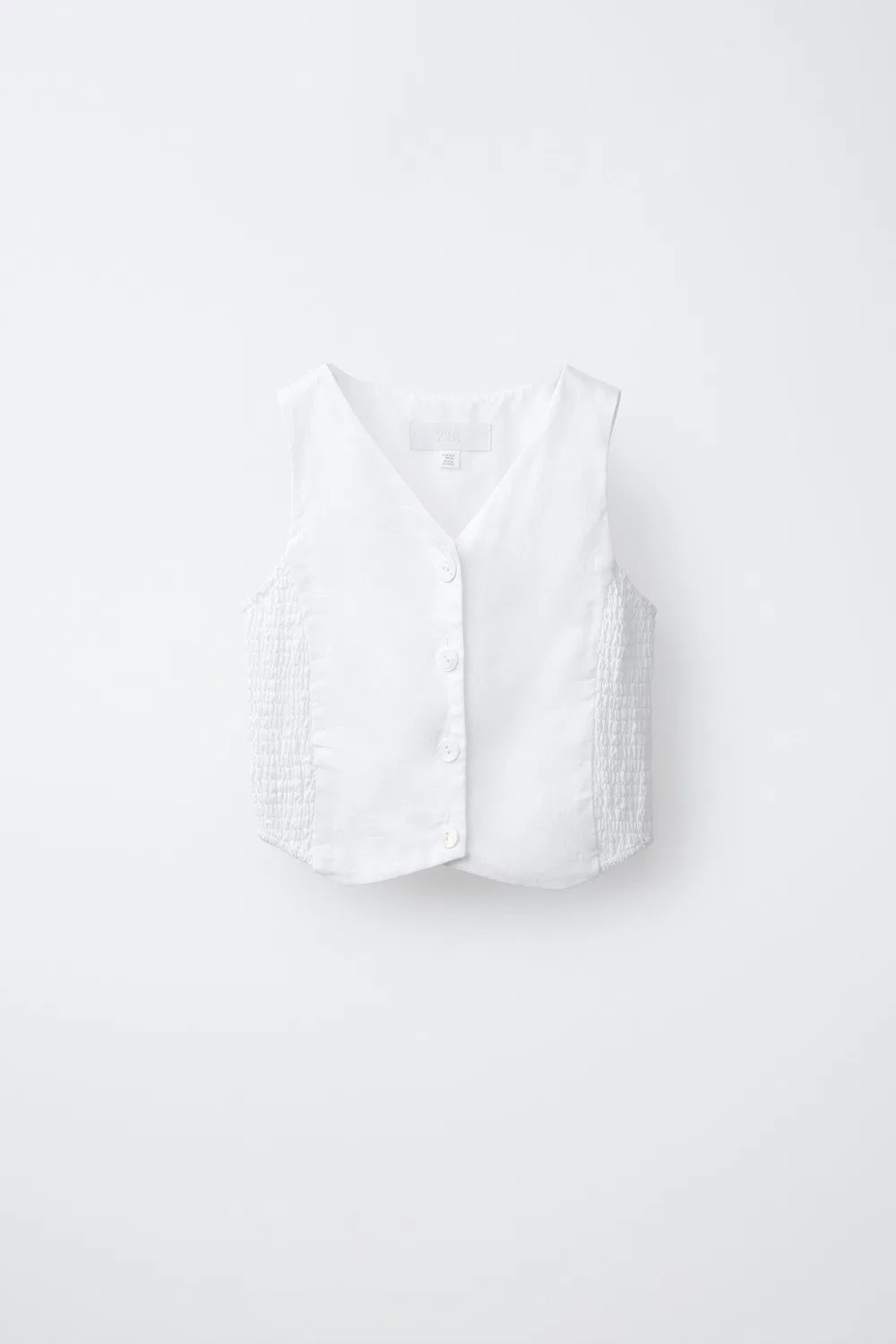 Жилет из смеси льна с эластичным поясом ZARA, Oyster-White