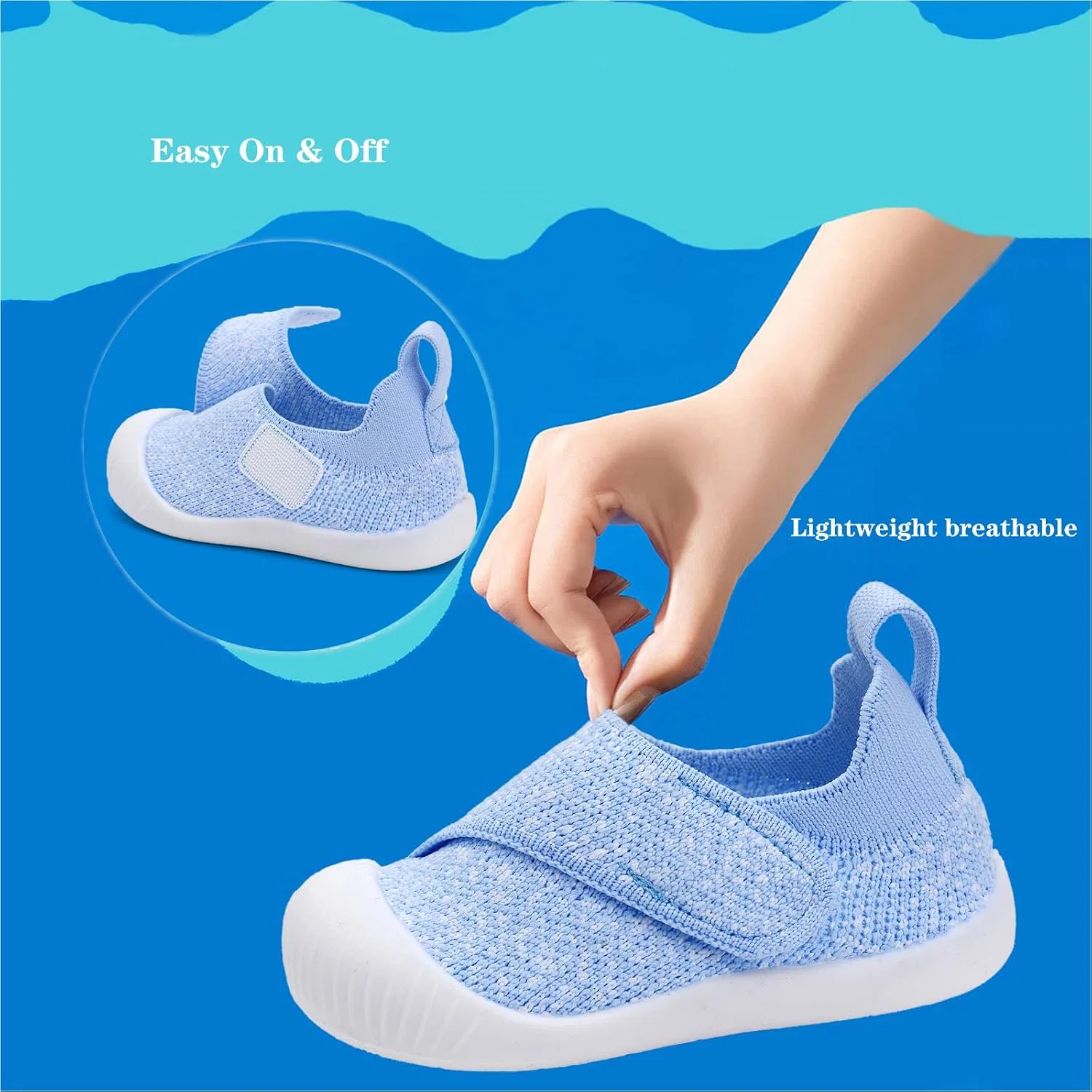 Детские кроссовки для мальчиков и девочек с широкой колодкой OAISNIT, Blue — фото 4