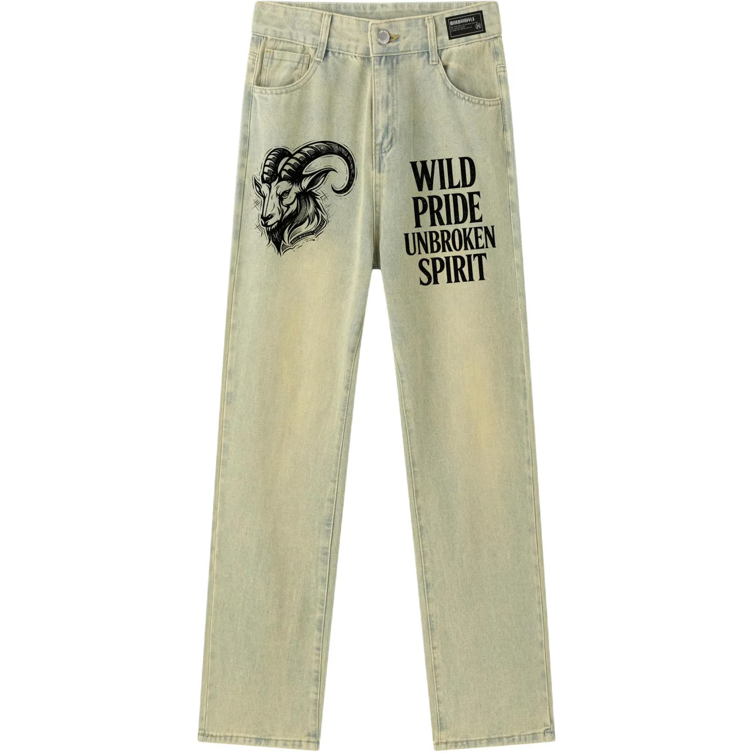 Детские джинсы прямого кроя с узким силуэтом Yellow Mud Sheep Year Limited MARK WAFFLE, Yellow Mud