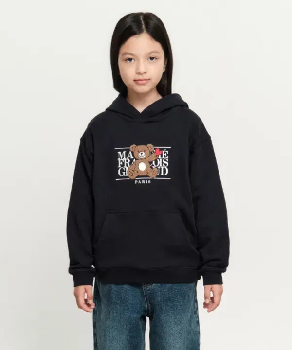 Худи детское с принтом Classic Logo Bear, Marithé, темно-синий