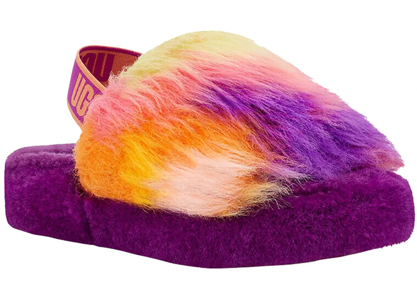 Детские шлепанцы с принтом UGG Fluff Yeah Slide UGG, Tie Dye Berrylicious — фото 2
