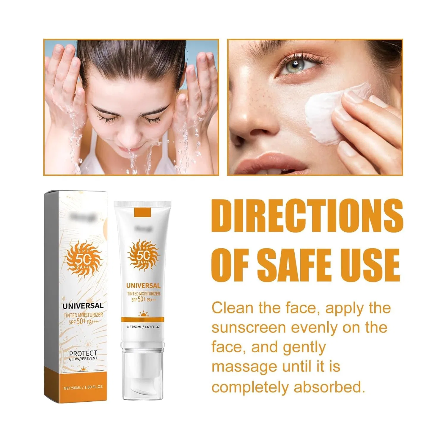 Тонированный солнцезащитный крем для лица SPF 50, Ashopfun, 50 мл — фото 4