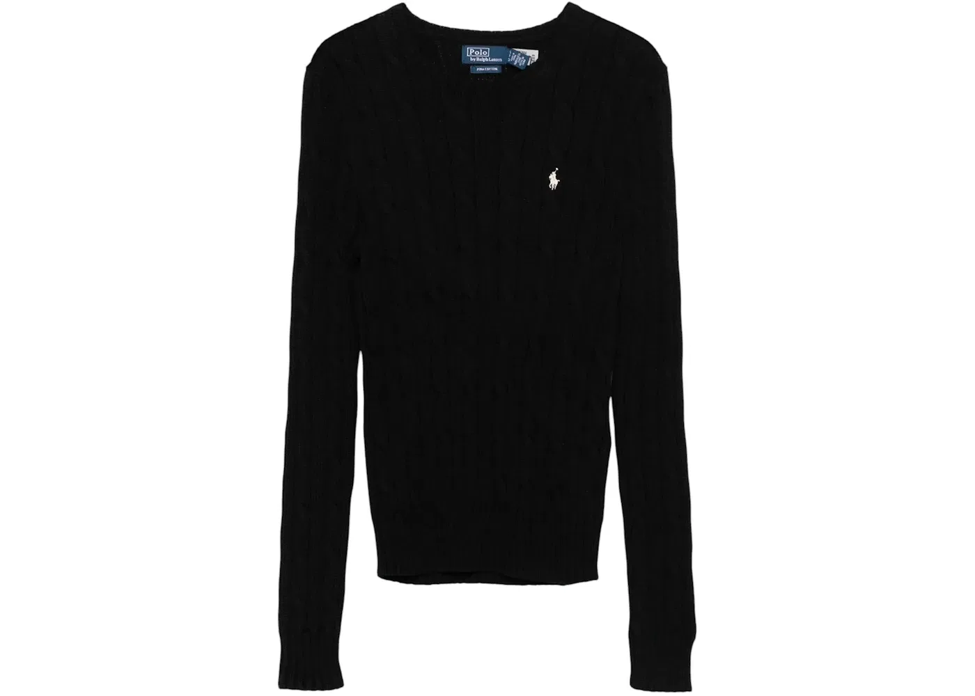 Женский свитер с воротником-хомутом из хлопка Cable Knit Polo Ralph Lauren, Black