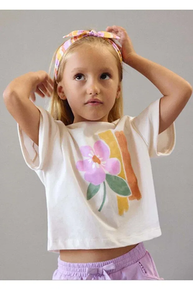 Детская футболка для девочек с принтом Summer Girl's Bandana Mayoral, Beige
