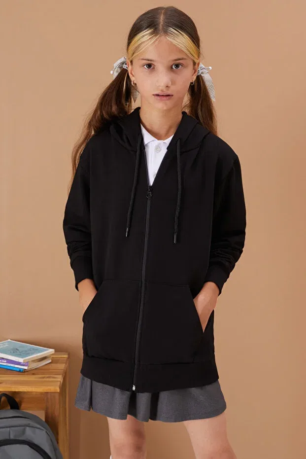 Детский кардиган для девочек с капюшоном Cansın Mini, Black — фото 4