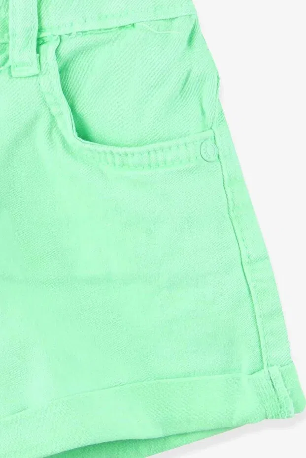 Детские шорты для девочек неоновые из габардина Breeze, Neon Green — фото 4