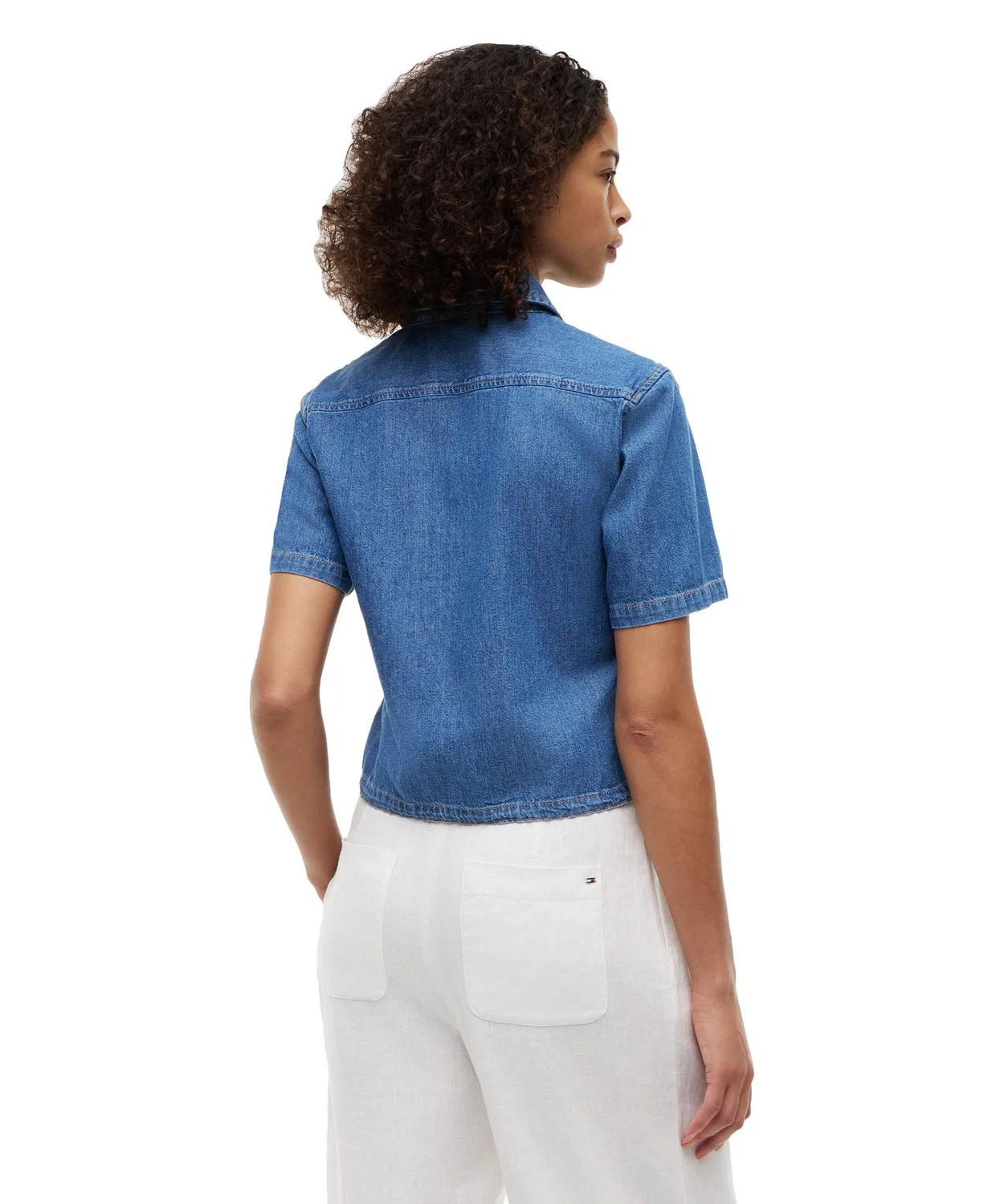 Женская рубашка с коротким рукавом свободного кроя Indigo Blue TOMMY HILFIGER — фото 4