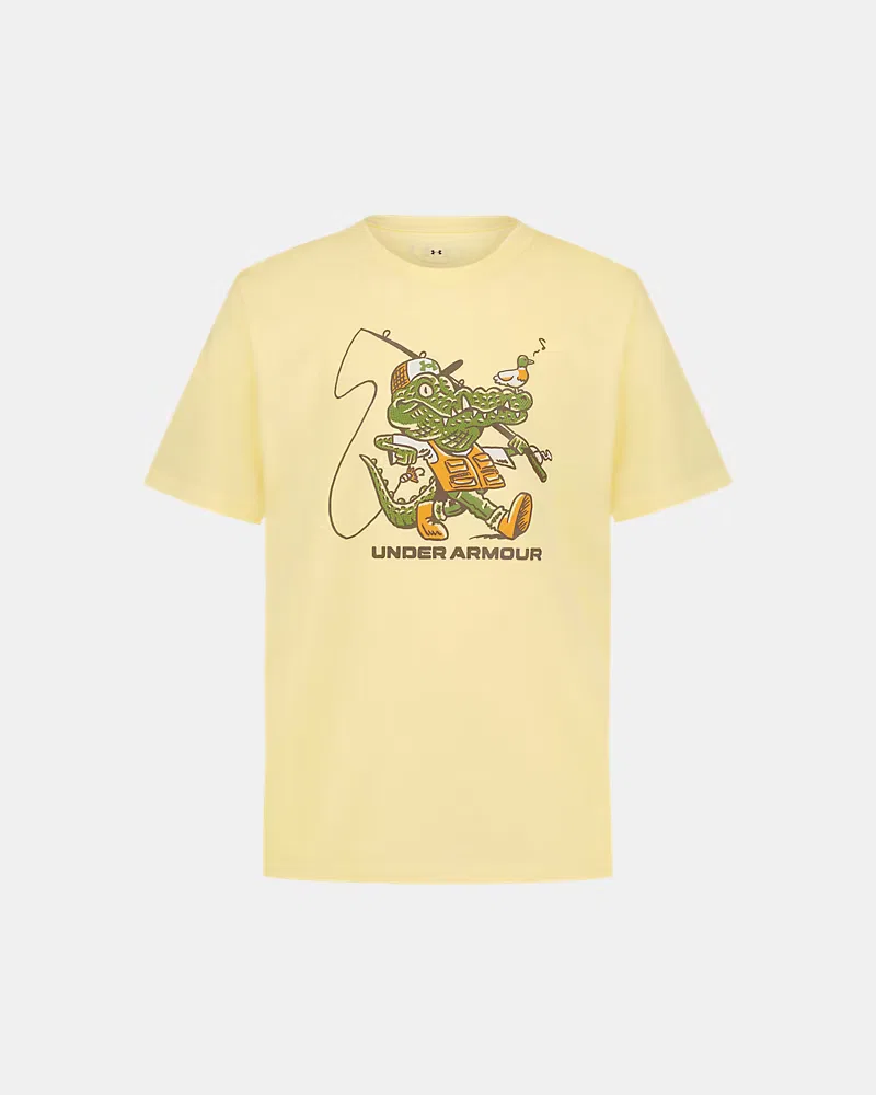 Футболка детская с коротким рукавом, влагоотводящая UA Puff Gator UnderArmour, Pale Lemon/Peppercorn