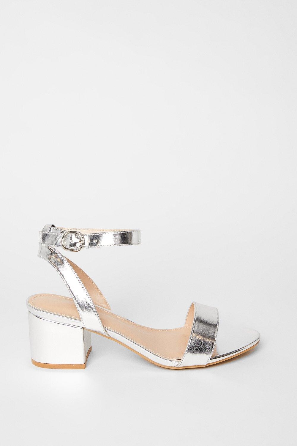 Широкие босоножки Tommi Barely There на среднем каблуке Dorothy Perkins, серебро — фото 2