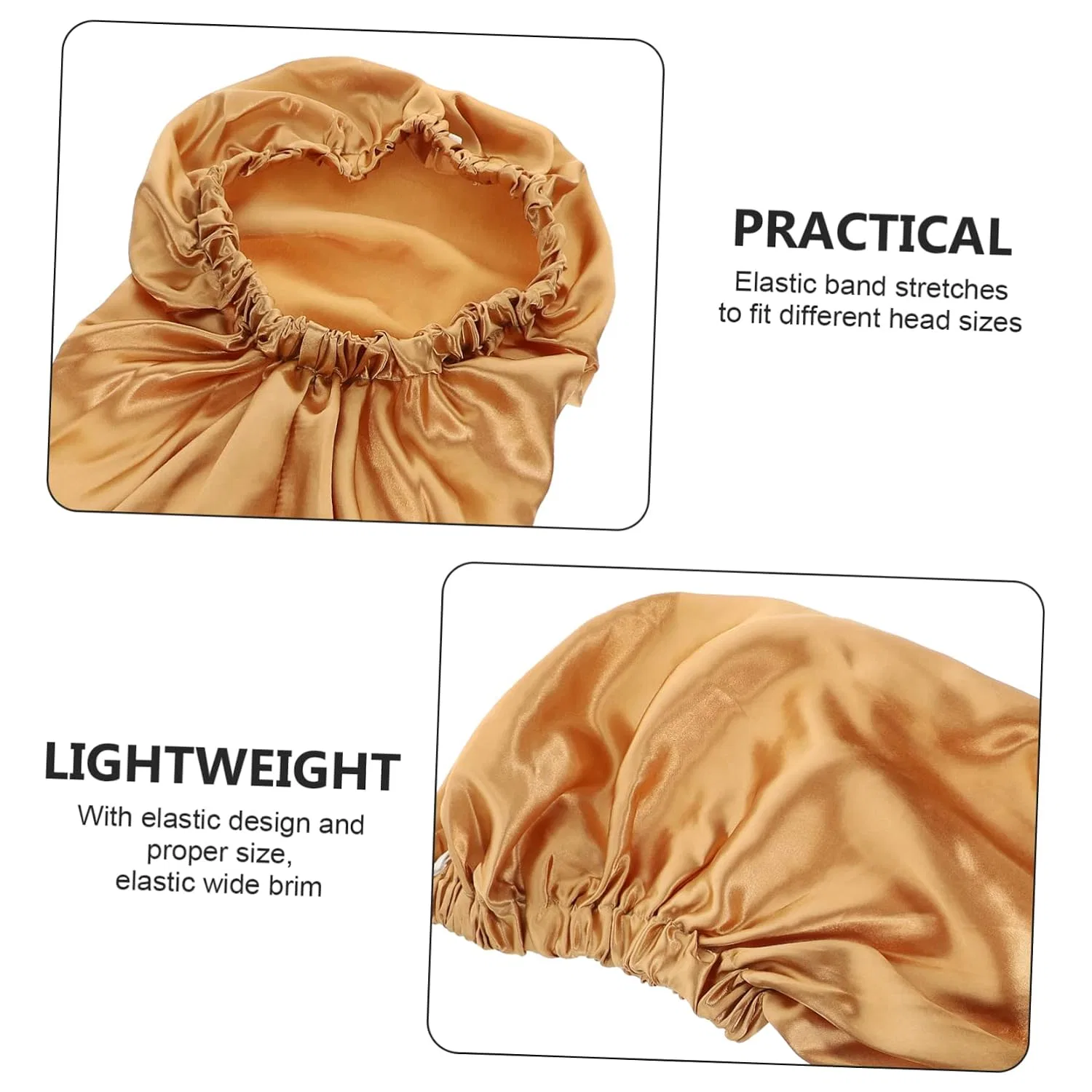 Шапочка для душа из сатина, Housoutil, набор 4 шт, 63x23.5 см, Khaki — фото 2