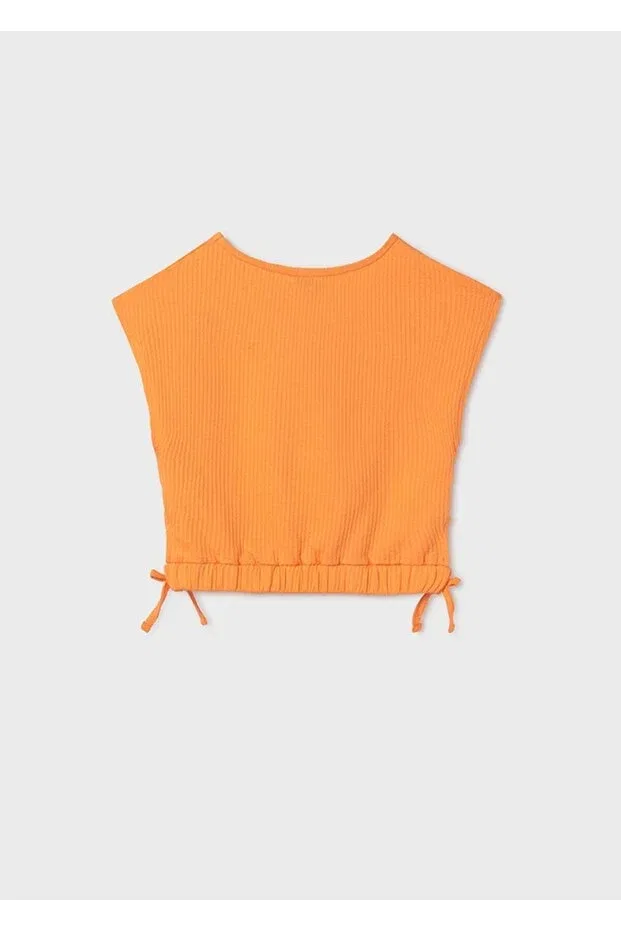 Детское для девочек хлопковое платье-футболка без рукавов Mayoral, Orange — фото 3