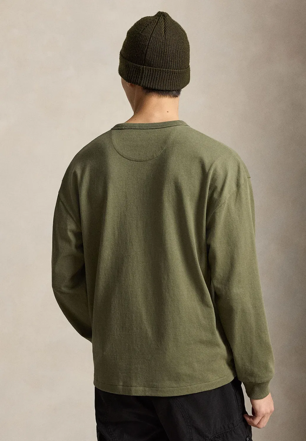 Футболка с длинными рукавами свободного кроя из трикотажа Polo Ralph Lauren, Cruise Olive — фото 3