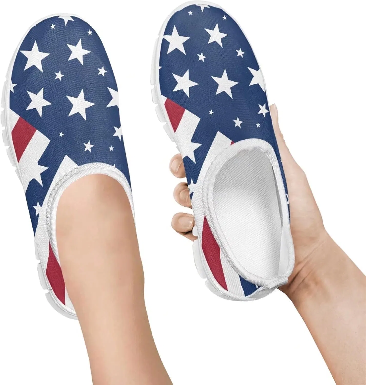 Детские слипоны для мальчиков и девочек с белой подошвой Qoiuvncy, American Flag — фото 2