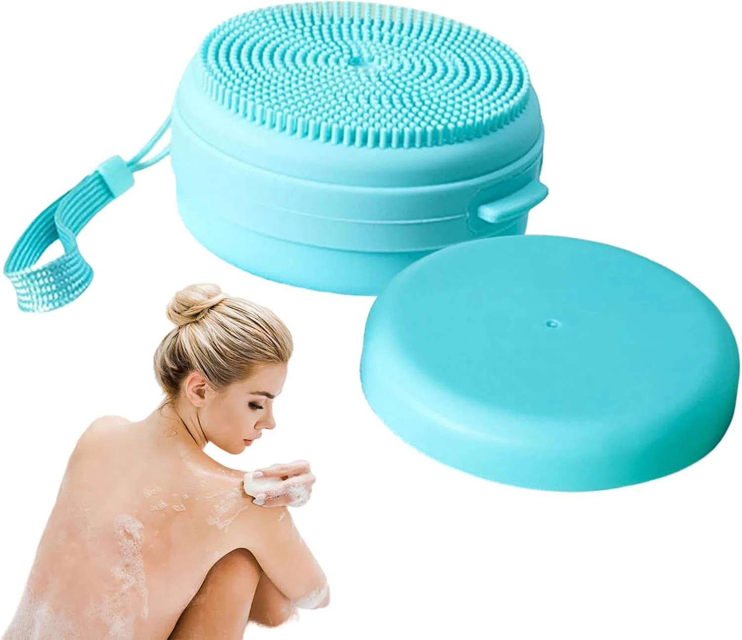 Щетка для тела силиконовая, скраб для душа, с дозатором для мыла, Blue Generic