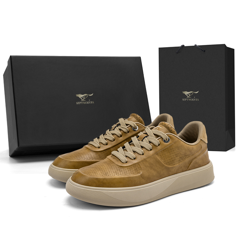 

SEPTWOLVES Низкие скейтерские кроссовки мужские желтые, цвет Yellow (Standard Leather Shoe Size)