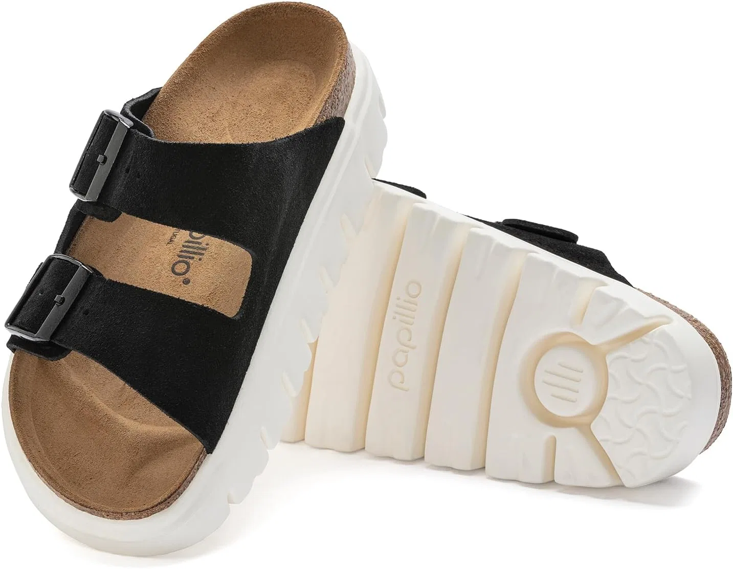 Женские массивные сандалии BIRKENSTOCK Papillio Arizona. Модные сандалии, Black White — фото 3