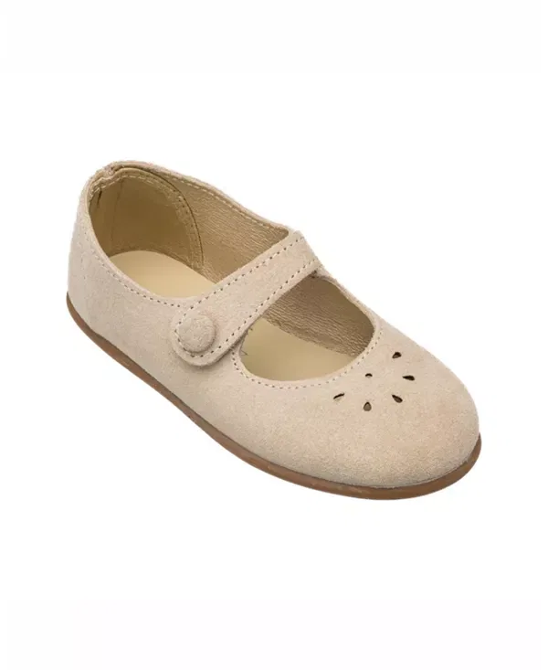 Детские балетки с застежкой-липучкой Andi Mary Jane Elephantito, Suede Beige — фото 3