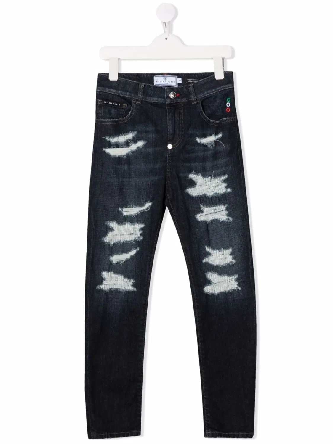 Изношенные узкие джинсы Philipp Plein, темно-синий