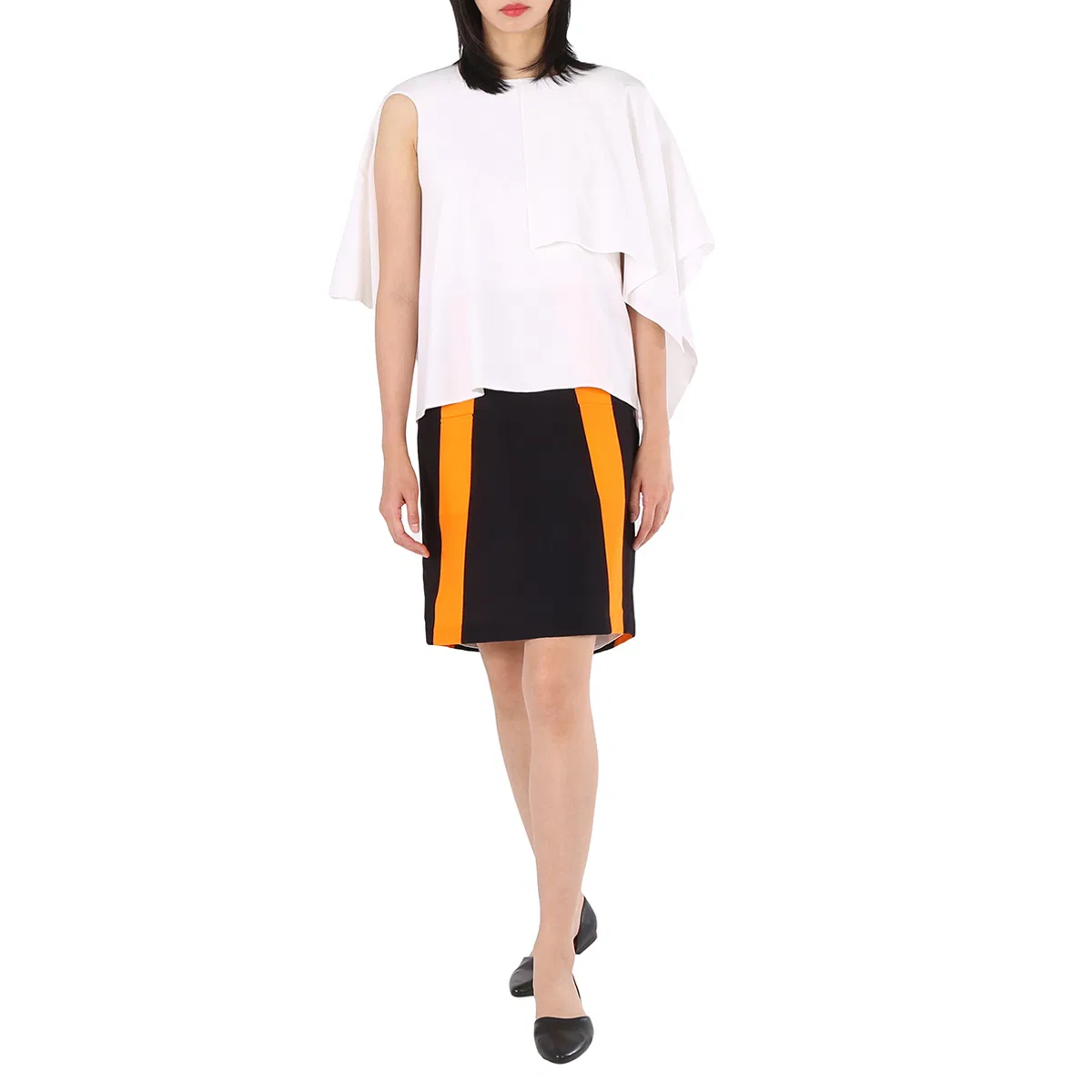 Платье с накидкой и геометрическим принтом Ladies Cape Overlay Geometric Print Silk Dress Burberry, Optic White