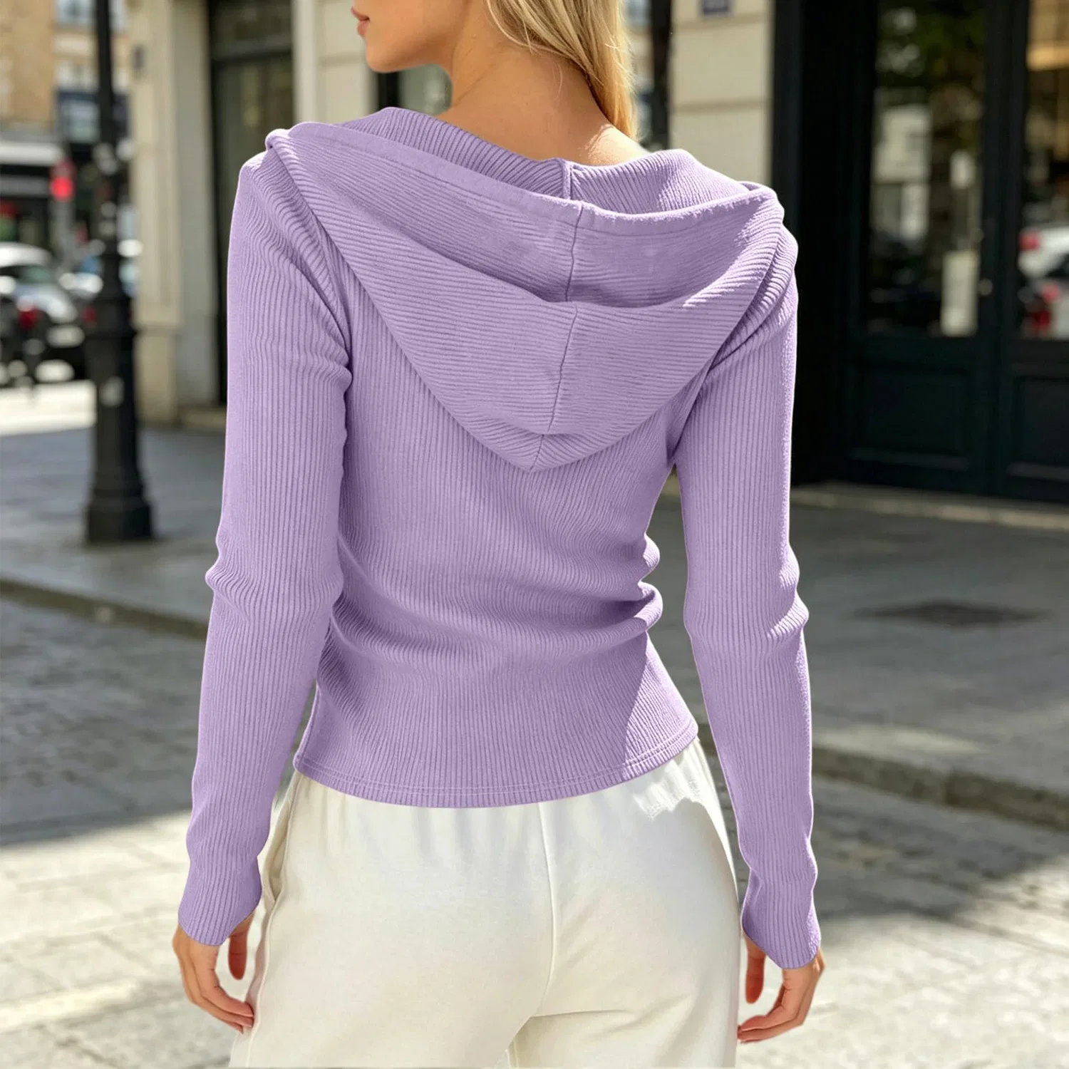 Женский хлопковый свитшот с капюшоном и молнией, Viola — фото 3