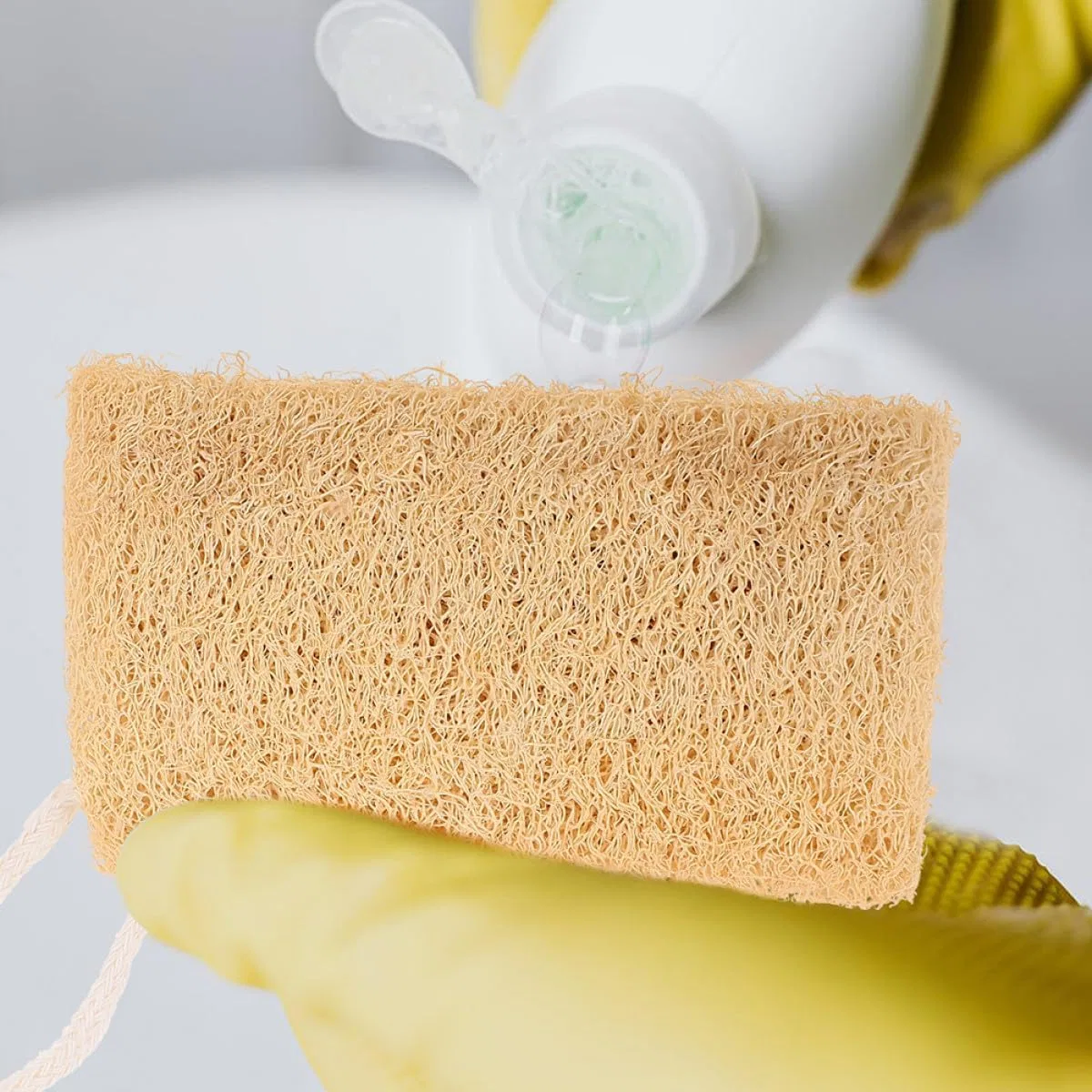 Натуральная мочалка для посуды, POPETPOP, набор 2 шт, 10x7x2 см, Beige — фото 4