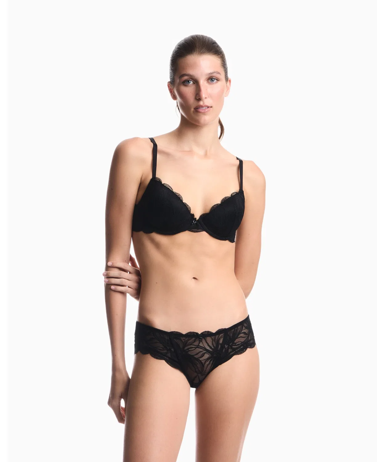 Женские трусы-слипы с кружевом Hipster Brief Emporio Armani, Black