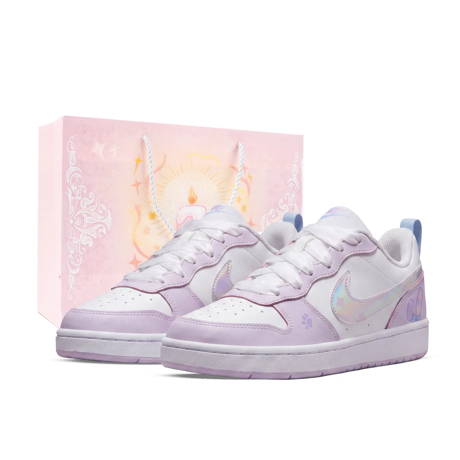 Детские кроссовки для скейтбординга с принтом COURT BOROUGH RECRAFT Nike, White Pink