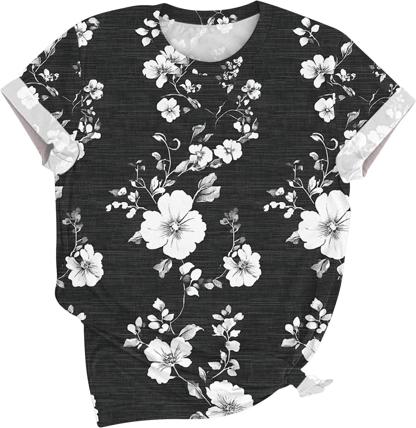 Женская футболка с цветочным принтом Short Sleeve Tops, Retro 1#multicolor — фото 3