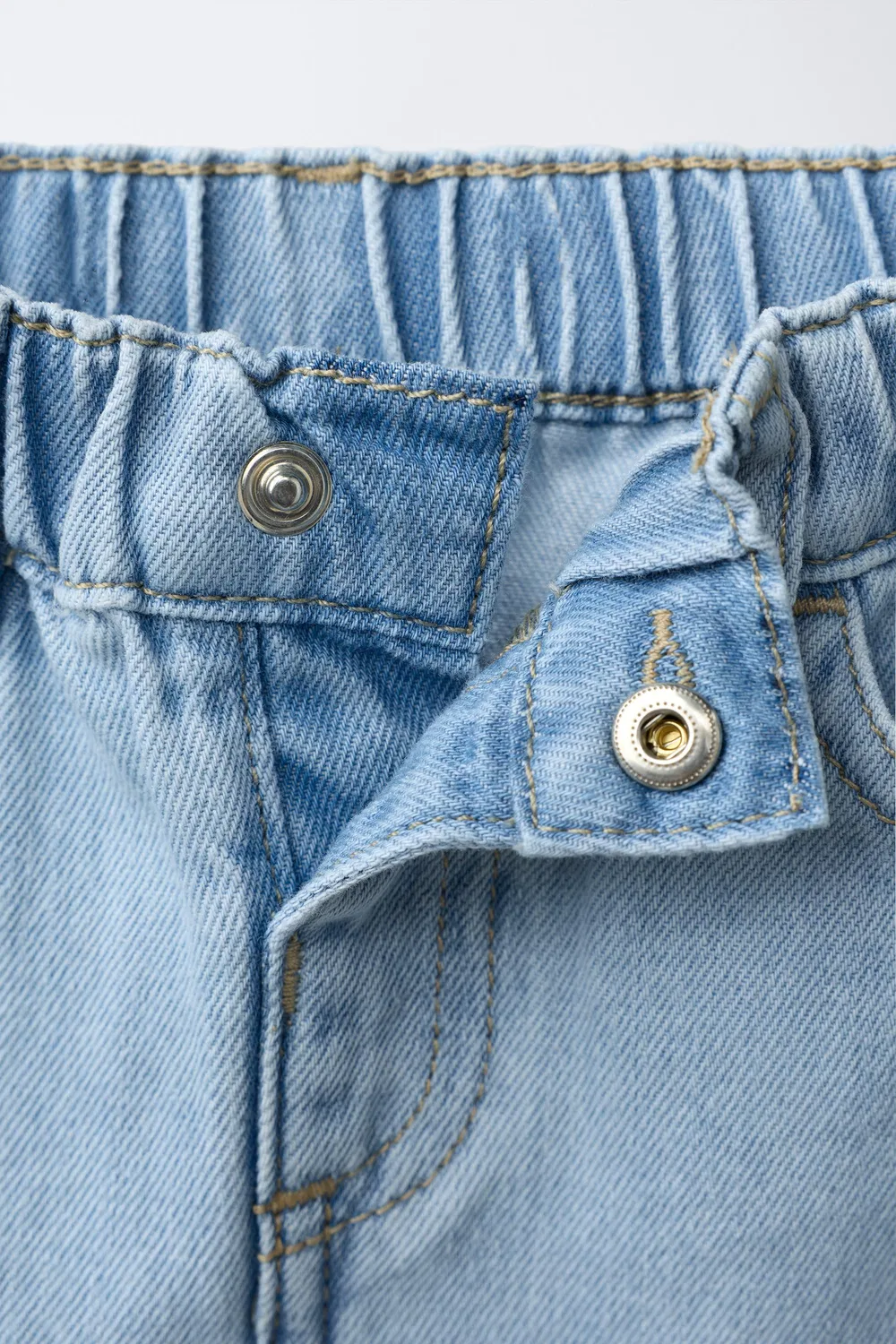 Джинсовые шорты-бермуды с оборками ZARA, Light Blue — фото 3