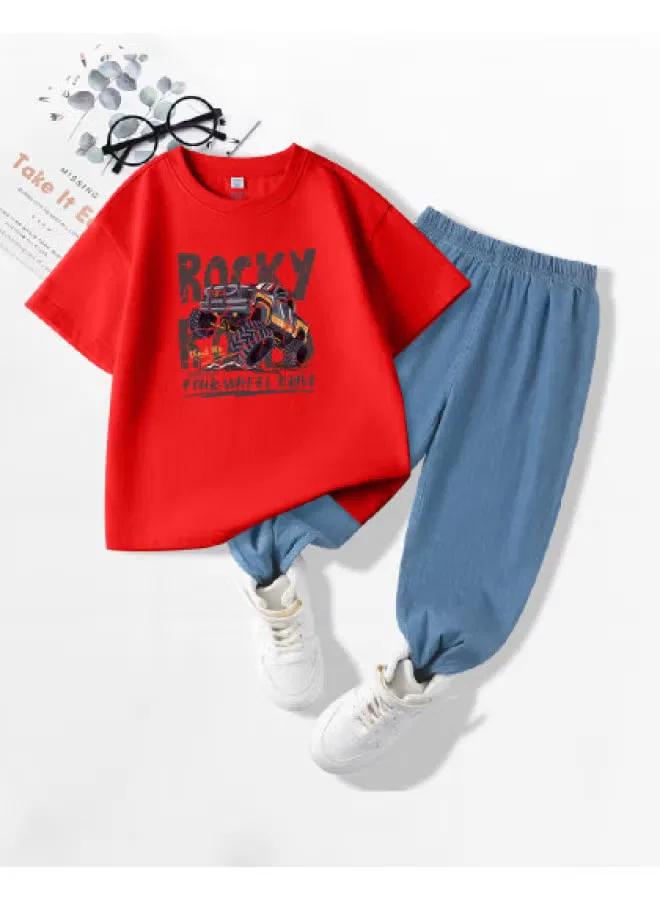Jeanswest Комплект футболка с коротким рукавом и джинсовые брюки, красный