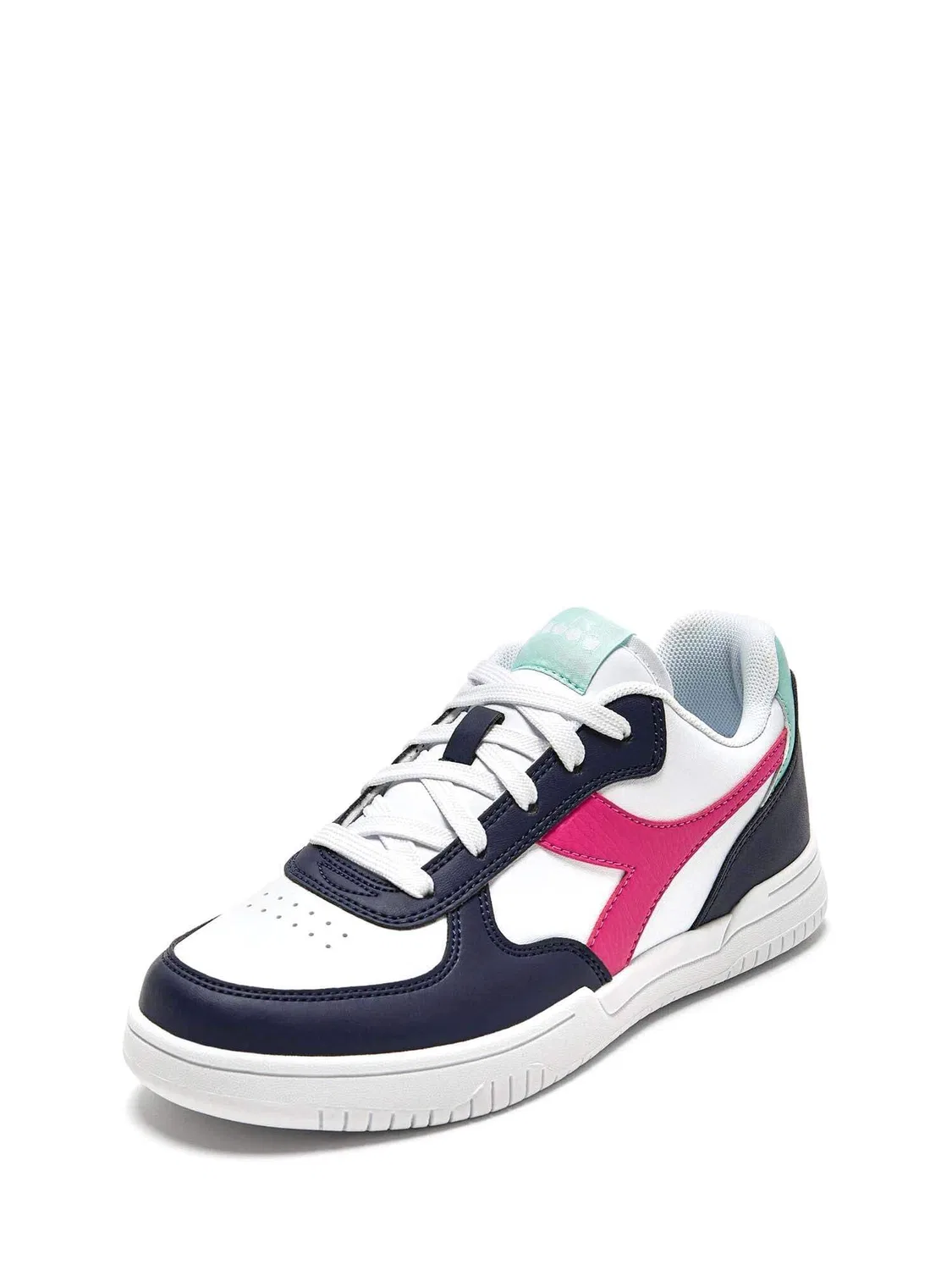 Детские кроссовки для мальчиков и девочек с контрастной отделкой Raptor Low GS Diadora, Peacoat Fuchsia Purple Pstl Tu — фото 2