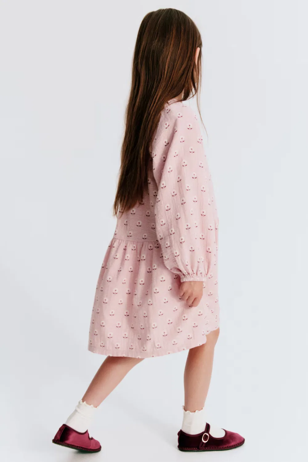 Платье из хлопчатобумажной ткани H&M, Helles Mattrosa/Geblümt — фото 3